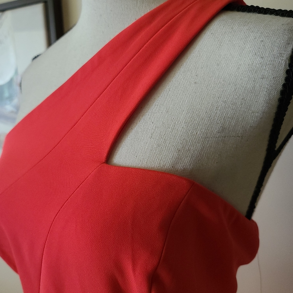 🔥Aidan Mattox Neon Coral Cut-Out Maxi Dress - Picture 6 of 15